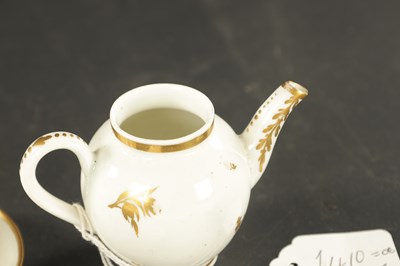 Lot 235 - A LATE 18TH CENTURY CAUGHLEY TOY TEAPOT, TEABOWL AND SAUCER WITH TEABOWL