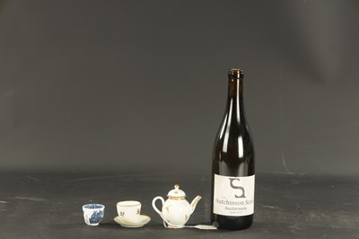 Lot 235 - A LATE 18TH CENTURY CAUGHLEY TOY TEAPOT, TEABOWL AND SAUCER WITH TEABOWL