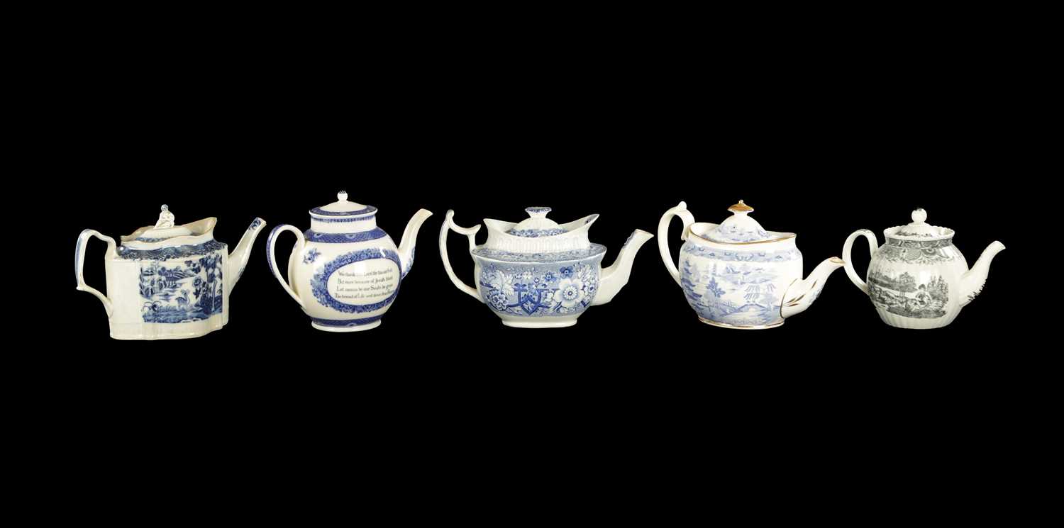 Lot 217 - A COLLECTION OF FIVE EARLY 19TH CENTURY TEAPOTS