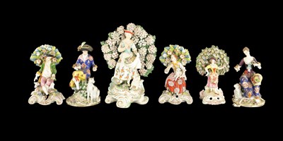 Lot 402 - A GROUP OF SIX LATE 19TH CENTURY CONTINENTAL PORCELAIN FIGURES