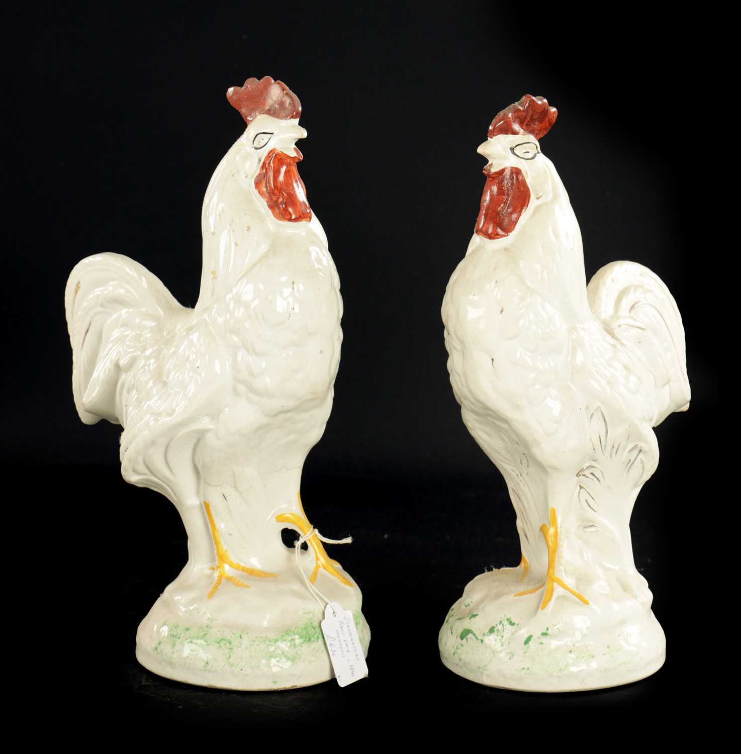 Lot 192 - A RARE PAIR OF STAFFORDSHIRE COCKERELS CIRCA 1880