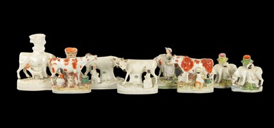 Lot 142 - VARIOUS LATE 19TH CENTURY STAFFORDSHIRE COW GROUPS