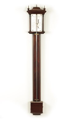 Lot 787 - WM. MOON FECIT. A GEORGE III PROVINCIAL WALNUT STICK BAROMETER