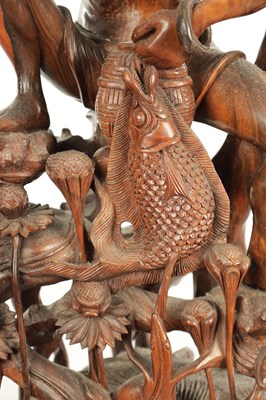 Lot 416 - A 19TH CENTURY CHINESE HARDWOOD CARVED FIGURAL SCULPTURE