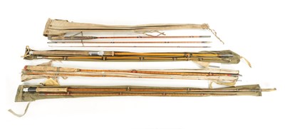 Lot 638 - A COLLECTION OF FOUR VINTAGE HARDY FISHING RODS