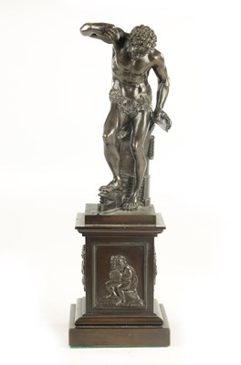 Lot 631 - A 19TH CENTURY FIGURAL BRONZE SCULPTURE OF PAN