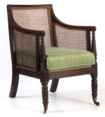 Lot 901 - A REGENCY GILLOWS STYLE MAHOGANY BERGERE...