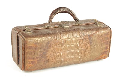 Lot 686 - A 19TH CENTURY CROCODILE SKIN DOCTOR'S BAG