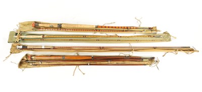 Lot 605 - A COLLECTION OF FOUR VINTAGE HARDY RODS