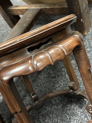 Lot 182 - A PAIR OF 19TH CENTURY CHINESE HARDWOOD VASE STANDS