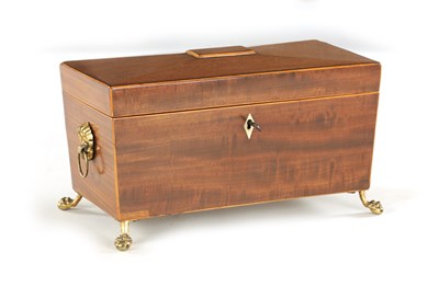 Lot 1189 - A REGENCY BOXWOOD STRUNG MAHOGANY BOX