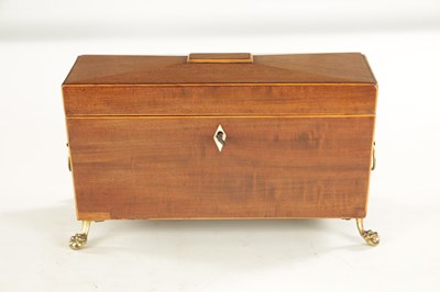 Lot 1189 - A REGENCY BOXWOOD STRUNG MAHOGANY BOX