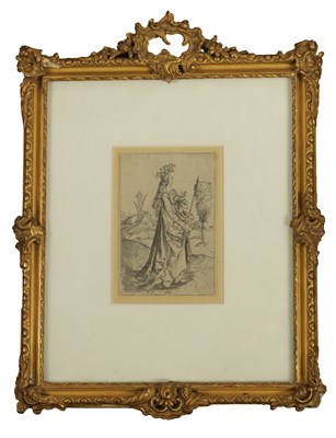 Lot 967 - MASTERS MZ MATTHAUS ZASINGER (1477-1555). OF ST. URSULA COPPER ENGRAVING LAID ON PAPER