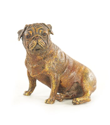 Lot 699 - FRANZ BERGMAN. A LATE 19TH CENTURY AUSTRIAN COLD PAINTED BRONZE PUG