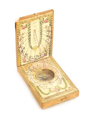 Lot 591 - AN EARLY 19TH CENTURY GERMAN DIPTYCH SUNDIAL