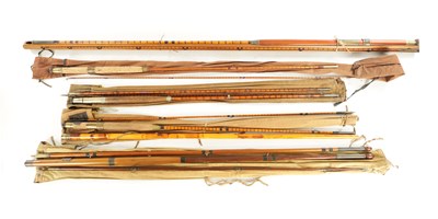 Lot 612 - A COLLECTION OF FIVE VINTAGE HARDY FISHING RODS