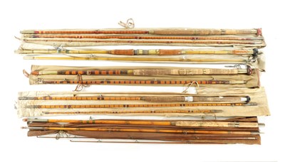 Lot 626 - A COLLECTION OF FIVE VINTAGE SALMON RODS