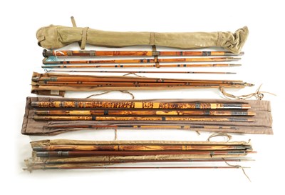 Lot 615 - A COLLECTION OF FOUR EARLY CANE FISHING RODS