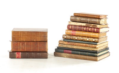 Lot 572 - A COLLECTION OF FIFTEEN 18TH / 19TH CENTURY LEATHER-BOUND BOOKS