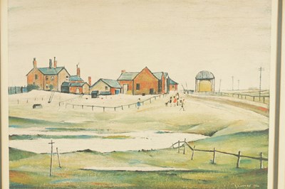 Lot 966 - A 20TH CENTURY L. S. LOWRY SIGNED PRINT 'LANDSCAPE WITH FARM BUILDINGS'