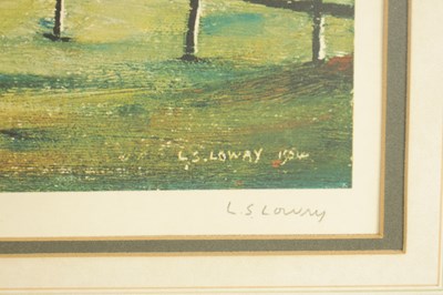 Lot 966 - A 20TH CENTURY L. S. LOWRY SIGNED PRINT 'LANDSCAPE WITH FARM BUILDINGS'