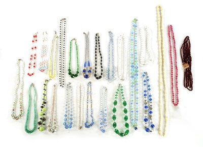 Lot 500 - A LARGE COLLECTION OF VINTAGE GLASS BEADED NECKLACES