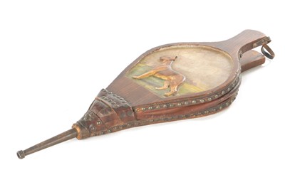 Lot 1177 - A LATE 19TH CENTURY CARVED FIRE BELLOWS