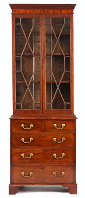 Lot 913 - A LATE GEORGIAN SMALL MAHOGANY GLAZED BOOKCASE...