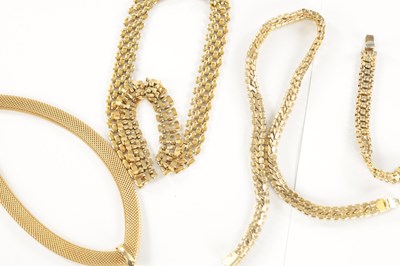 Lot 449 - A COLLECTION OF THREE GOLD-PLATED NECKLACES AND A BRACELET