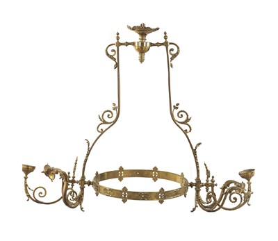 Lot 681 - A LARGE 19TH CENTURY GILT BRASS HANGING LIGHT FITTING