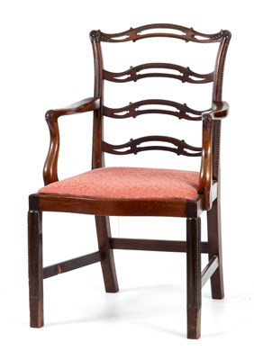 Lot 914 - A GEORGE III MAHOGANY OPEN ARMCHAIR with...