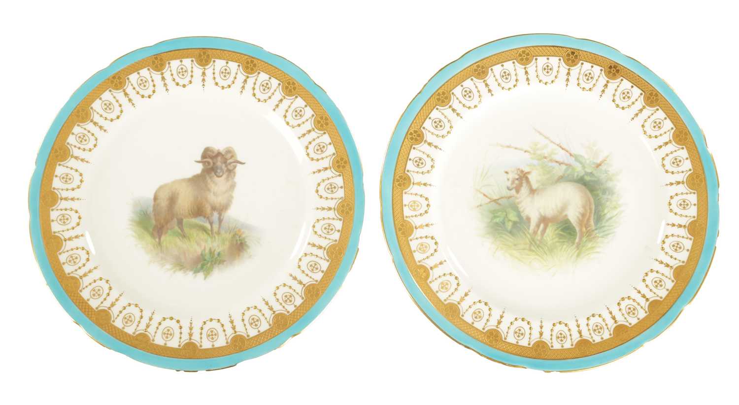 Lot 363 - A PAIR OF MINTON LATE 19TH CENTURY PORCELAIN PLATES