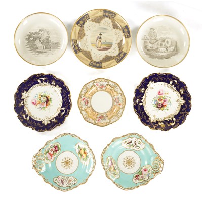 Lot 144 - A PAIR OF MID 19TH CENTURY COPELAND AND GARRET SHAPED PLATES PAINTED WITH FLOWERS AND 6 OTHERS