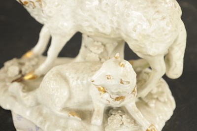 Lot 93 - A PAIR OF LATE 18TH CENTURY DERBY PORCELAIN SHEEP GROUPS