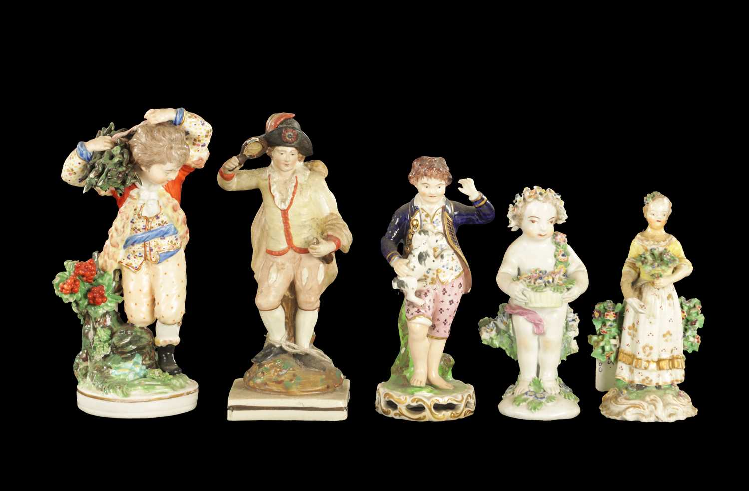 Lot 95 - A COLLECTION OF FIVE LATE 18TH CENTURY PORCELAIN FIGURES