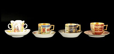 Lot 92 - A COLLECTION OF THREE VIENNA STYLE CABINET CUPS AND SAUCERS CIRCA 1900