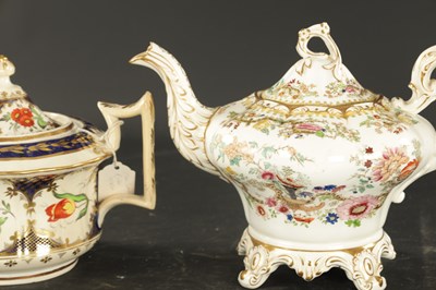 Lot 51 - A COLLECTION OF FOUR MID 19TH CENTURY ENGLISH PORCELAIN TEAPOTS