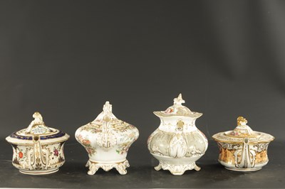 Lot 51 - A COLLECTION OF FOUR MID 19TH CENTURY ENGLISH PORCELAIN TEAPOTS