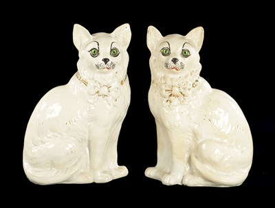 Lot 162 - A PAIR OF LATE 19TH CENTURY SCOTTISH POTTERY CATS