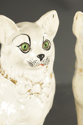 Lot 162 - A PAIR OF LATE 19TH CENTURY SCOTTISH POTTERY CATS