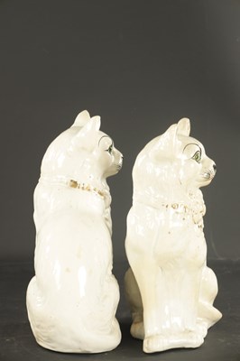 Lot 162 - A PAIR OF LATE 19TH CENTURY SCOTTISH POTTERY CATS