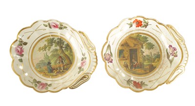 Lot 347 - TWO RARE SHELL-SHAPED PEOVER PORCELAIN  DISHES CIRCA 1820