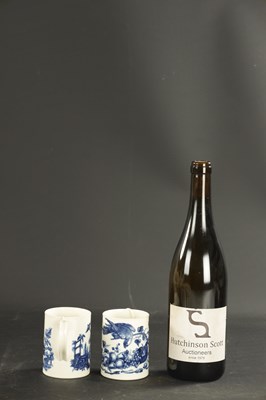 Lot 229 - TWO WORCESTER PORCELAIN MUGS CIRCA 1775