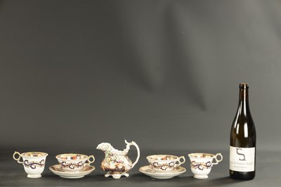 Lot 380 - TWO ENGLISH PORCELAIN TRIOS AND A CREAM JUG CIRCA 1840