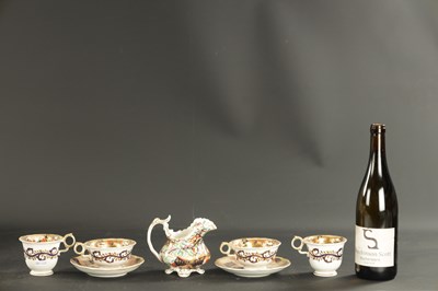 Lot 380 - TWO ENGLISH PORCELAIN TRIOS AND A CREAM JUG CIRCA 1840