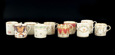 Lot 252 - A COLLECTION OF TEN DERBY PORCELAIN COFFEE CANS CIRCA 1810