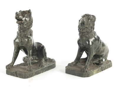 Lot 668 - A PAIR OF 19TH CENTURY SERPENTINE MARBLE SCULPTURES