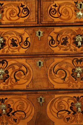 Lot 1265 - A WILLIAM AND MARY MARQUETRY AND FIGURED WALNUT CHEST OF DRAWERS