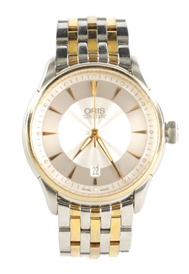 Lot 309 - A GENTLEMAN’S STEEL AND GOLD PLATED ORIS AUTOMATIC WRISTWATCH