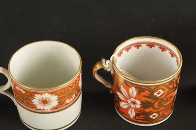 Lot 58 - A SPODE COFFEE CAN AND SAUCER TOGETHER WITH FOUR COFFEE CANS